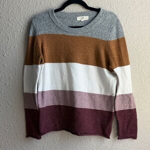 Stylish Multicolor Striped Crew Neck Sweater